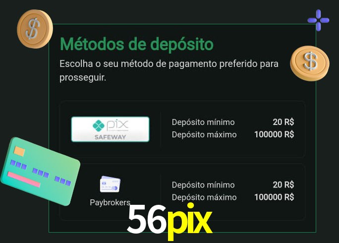 O cassino 56pix oferece uma grande variedade de métodos de pagamento